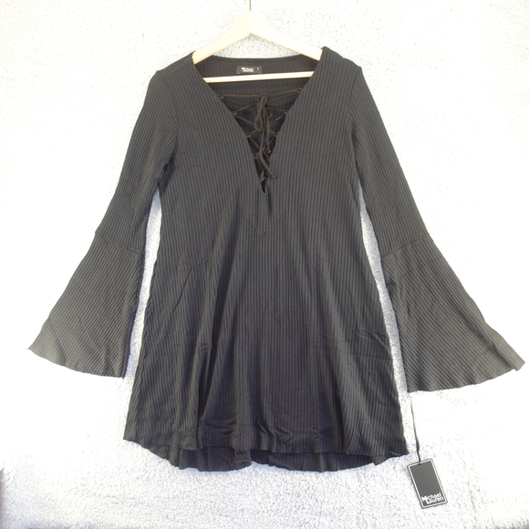 michael lauren jimi lace up bell sleeves dress Black size Small NWT - Picture 2 of 8